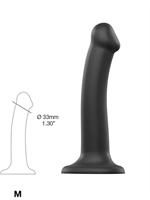 4. Boutique érotique, Dildo Semi-Réaliste Pliable Taille Medium Noir par Strap-on-Me