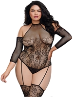 5. Boutique érotique, Body en filet avec bas longs et gants  assortis par Dreamgirl