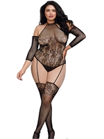 6. Boutique érotique, Body en filet avec bas longs et gants  assortis par Dreamgirl