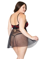 2. Boutique érotique, Babydoll et G-String Rouge et Noir par Coquette