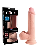 6. Boutique érotique, King Cock Plus - Dildo à triple densité avec testicules (7.5 po)