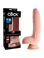 6. Boutique érotique, King Cock Plus - Dildo à triple densité avec testicules (9 po)