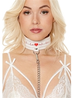 4. Boutique érotique, Ensemble collier et laisse en cuir blanc par Ouch!