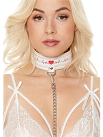 4. Boutique érotique, Ensemble collier et laisse en cuir blanc par Ouch!