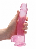 5. Boutique érotique, Dildo Crystal Clear Rose 8 pouces par Realrock