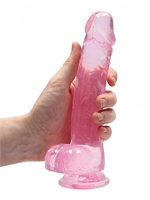 5. Boutique érotique, Dildo Realrock Crystal Clear Rose 8 pouces par Realrock