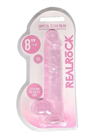 6. Boutique érotique, Dildo Realrock Crystal Clear Rose 8 pouces par Realrock