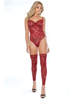 2. Boutique érotique, Body tanga multi-sangles en dentelle rouge par Coquette