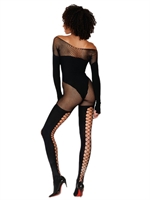 2. Boutique érotique, Bodystocking Imprimé Teddy en Résille Noire par DreamGirl