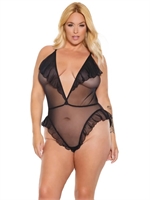 3. Boutique érotique, Teddy en Maille Transparente Noire par Coquette