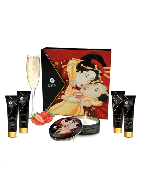 Ensemble Secret de Geisha- Fraise/Vin Pétillant de Shunga