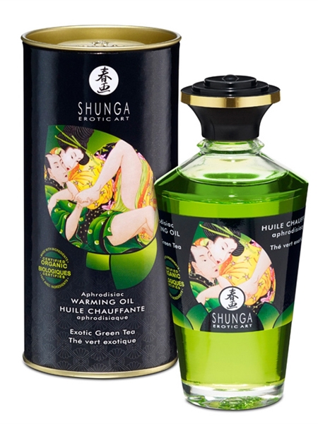 Huile Aphrodisiaque chauffante biologique au Thé vert de Shunga