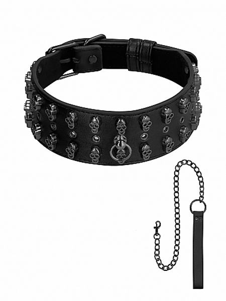 Collier tête de mort avec laisse par Ouch!