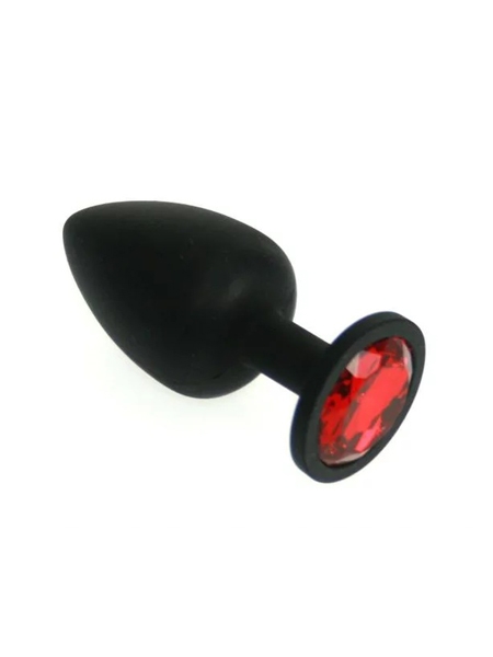 Manchon Anal en Silicone Noir avec Bijou Rouge Large par LXB