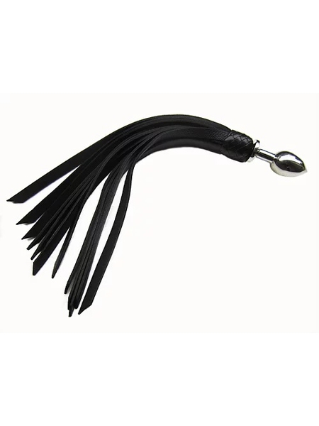 Plug anale en acier avec fouet de cuir 12 pouces par LXB