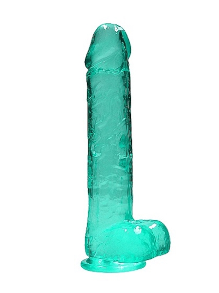 Dildo Crystal Clear Réaliste Turquoise 10 Pouces par RealRock