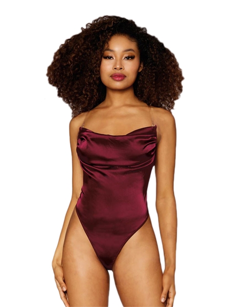 Body en satin bourgogne par Dreamgirl